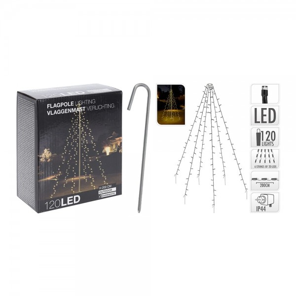Cortina exterior, especial para arboles, blanco cálido, 120 leds, 2 m