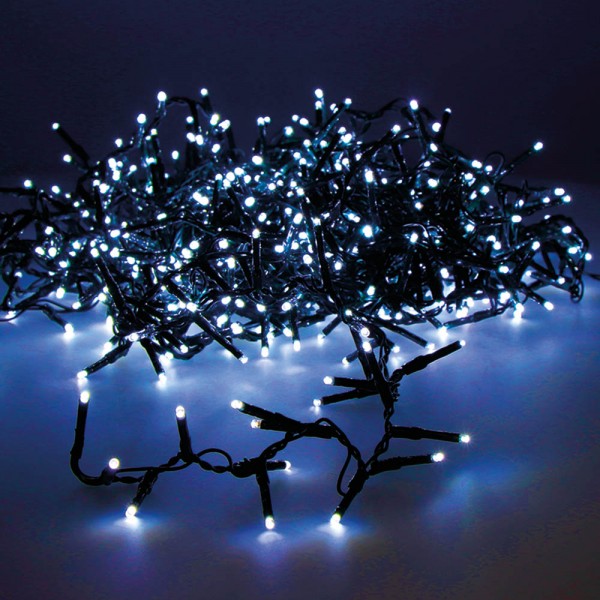 Guirnalda multifunción, uso exterior, led compact, azul, cable verde, 500 leds, 16 m
